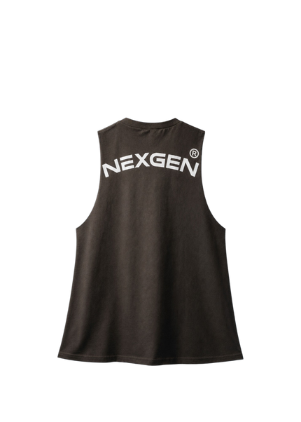 women's high neck cotton workout vest - black