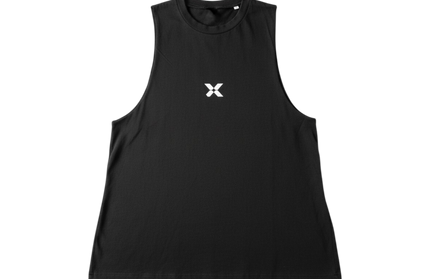 women's high neck cotton workout vest - black