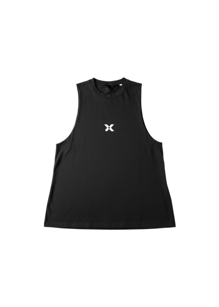 women's high neck cotton workout vest - black