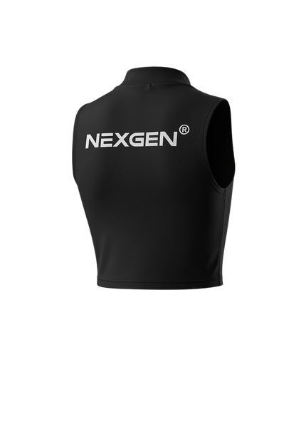 Women's high neck crop vest - black