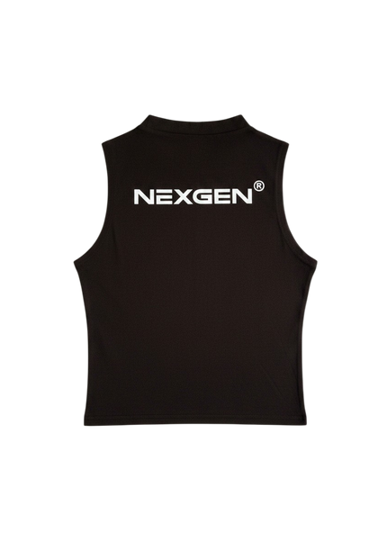Women's high neck crop vest - black