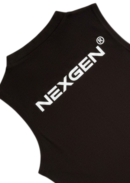 Women's high neck crop vest - black
