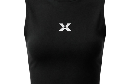Women's high neck crop vest - black